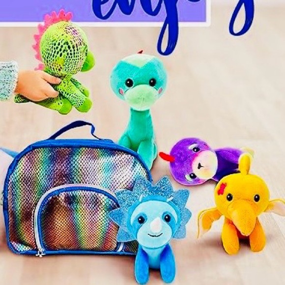 Pomkinz Dinosaur 🦕 🦖 Pet Pals Set of 5 Stuffed Animals Rainbow Bag. - Picture 2 of 8